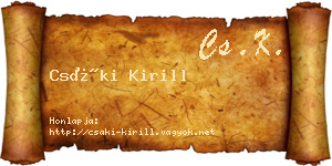 Csáki Kirill névjegykártya
